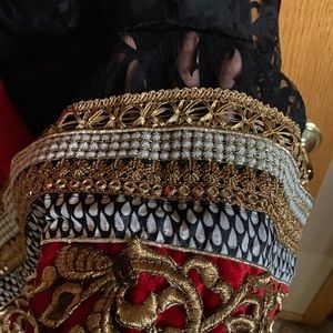 Beautiful Red and Black Net Churidaar with tie dye Dupatta. Size S